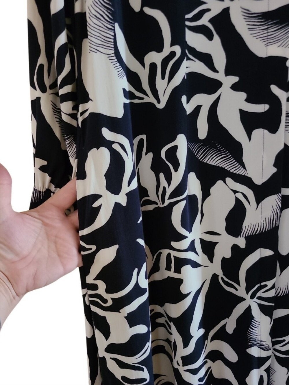 Chico's Foiliage Maxi Shirt Button-Front Dress Black White Longsleeve Pockets - Picture 6 of 17